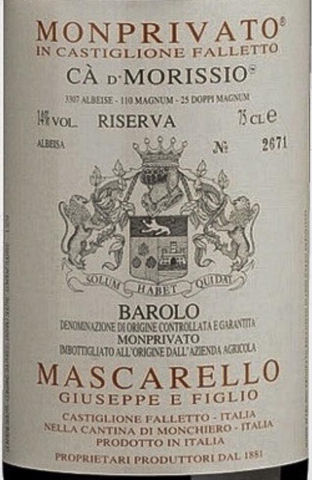 Barolo Riserva Monprivato Cà d`Morissio
